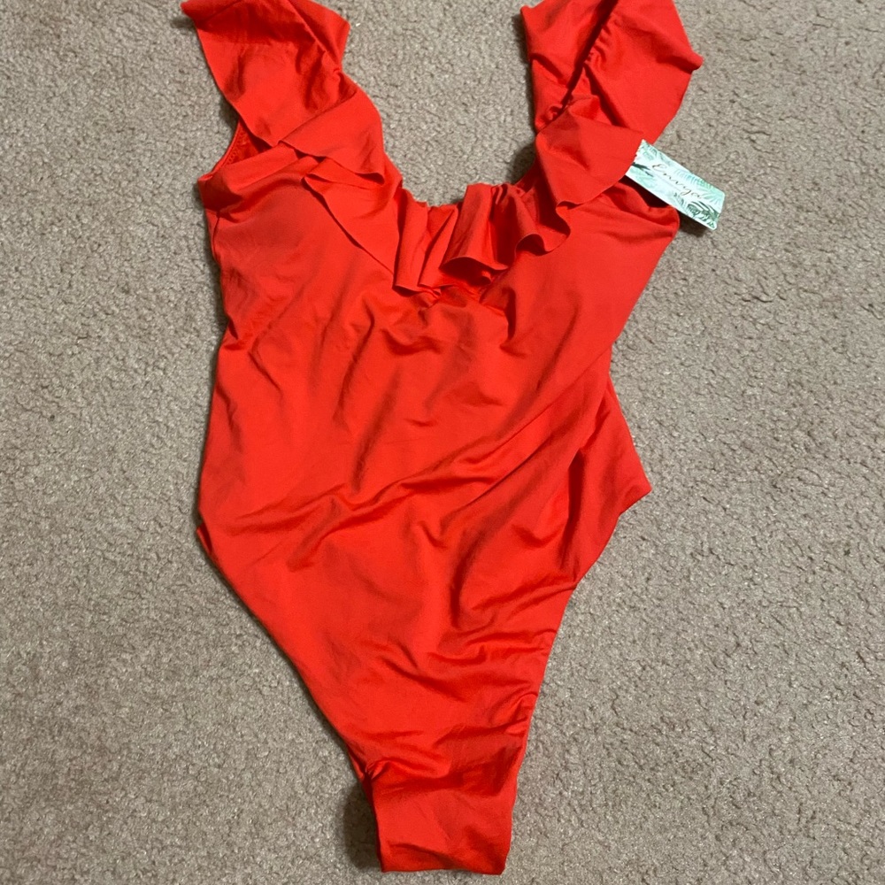 Vici Red Ruffle Swimsuit NWT